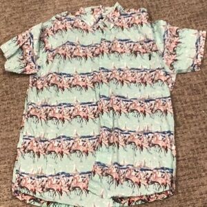 FLAMINGOS! Men button up casual dress shirt